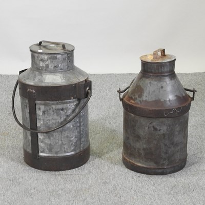 Lot 55 - A pair of metal milk churns