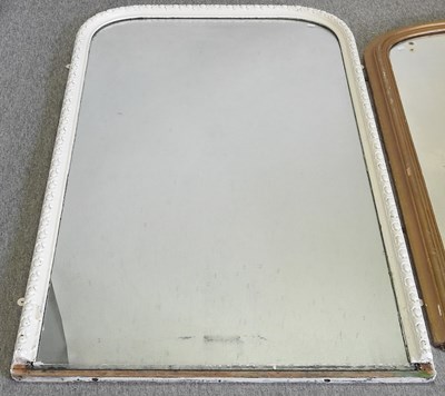 Lot 185 - A white painted over mantel mirror