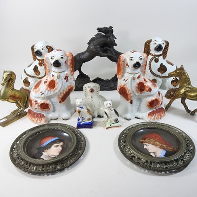 Lot 188 - A pair of 19th century Staffordshire lustre spaniels