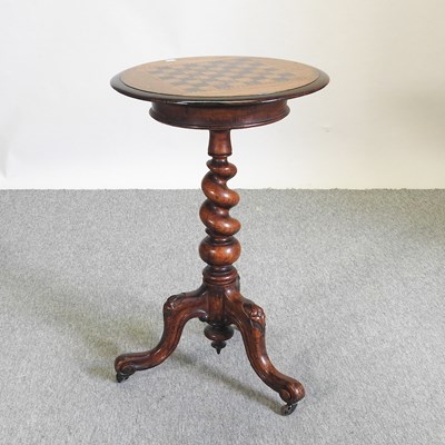 Lot 493 - A Victorian oak and inlaid games table