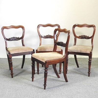 Lot 537 - A set of four William IV rosewood kidney back dining chairs