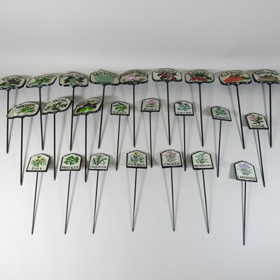 Lot 249 - A set of six painted metal garden vegetable markers