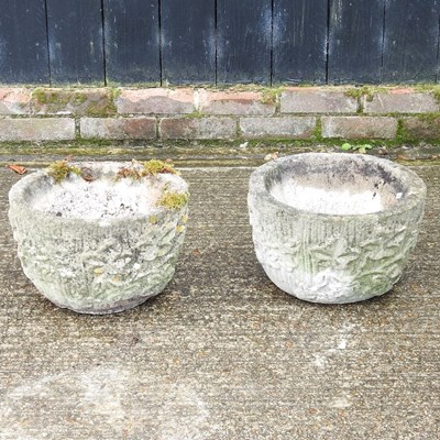 Lot 453 - A pair of weathered cast stone planters