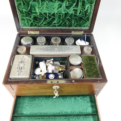 Lot 35 - A Victorian rosewood and mother of pearl inlaid vanity case