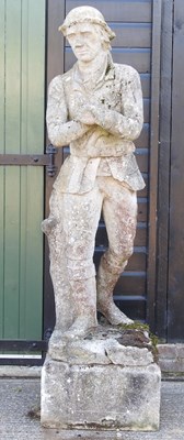 Lot 317 - An antique life size cast stone figure of a poacher