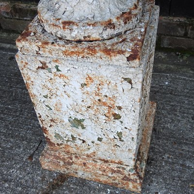 Lot 335 - A pair of large white painted cast iron garden urns