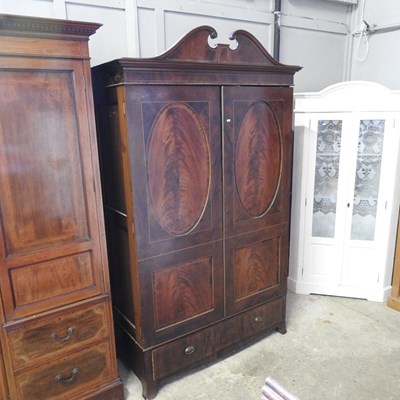 Lot 438 - A 19th century mahogany and inlaid double wardrobe