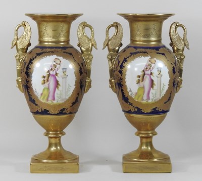 Lot 108 - A pair of Paris style porcelain vases