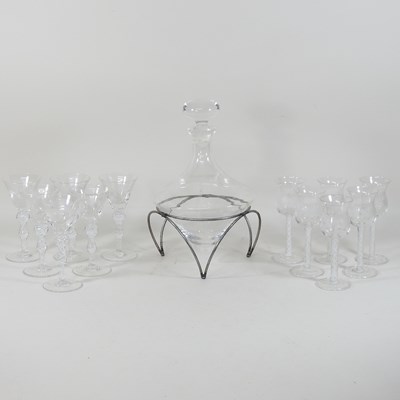 Lot 99 - A collection of airtwist and etched drinking glasses