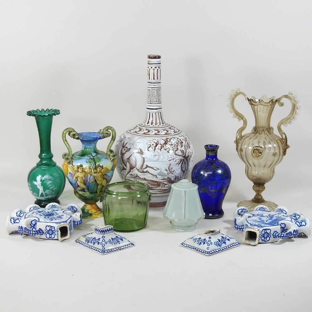 Lot 68 - A collection of Venetian glass and continental pottery