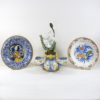 Lot 558 - A continental tin glazed charger