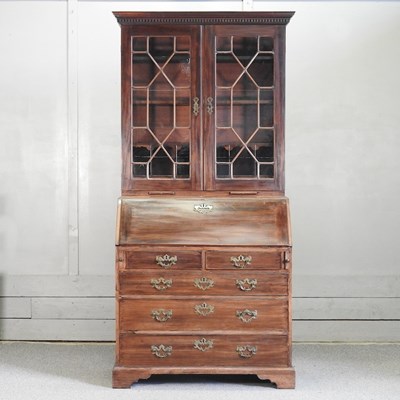 Lot 424 - A George III mahogany bureau bookcase