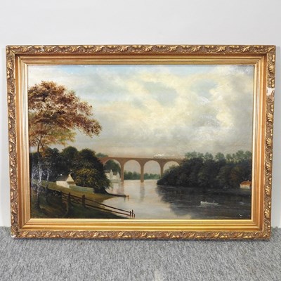 Lot 331 - English school, 19th century, a river landscape