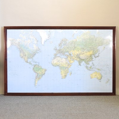 Lot 433 - A map of the world poster, framed