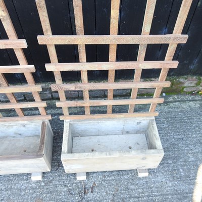 Lot 308 - A pair of small wooden garden planters with trellis