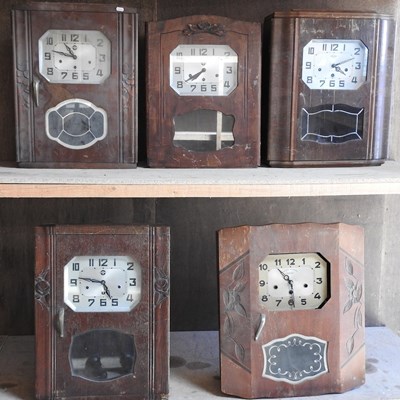 Lot 242 - A collection of five early 20th century wall clocks