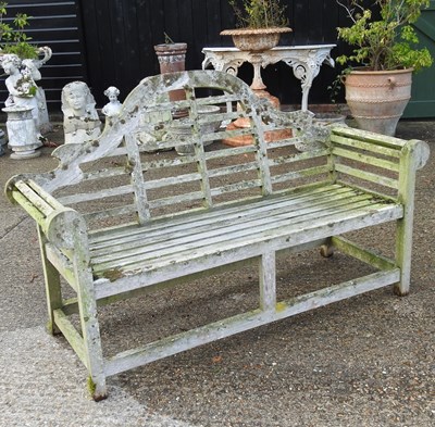 Lot 357 - A teak Lutyens style garden bench