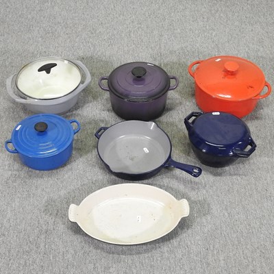 Lot 222 - A collection of Le Creuset cooking pots