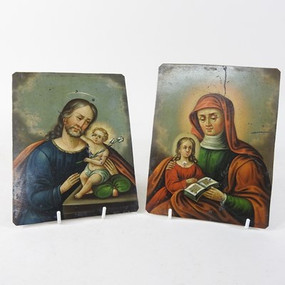 Lot 159 - Continental school, late 18h century, a pair of religious oils on metal
