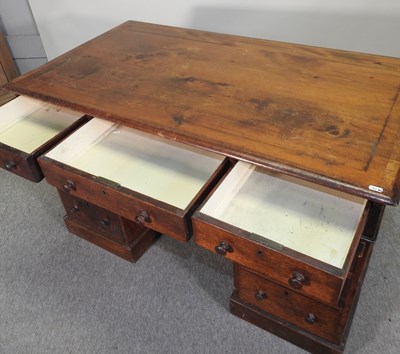 Lot 451 - A Victorian oak pedestal desk