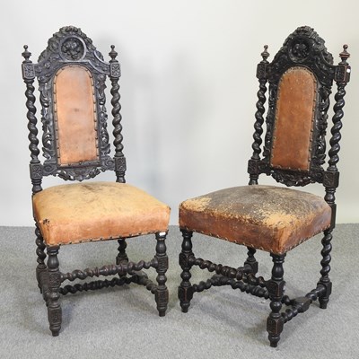 Lot 609 - A pair of 19th century high back chairs