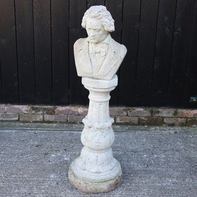 Lot 362 - A reconstituted stone bust of Mozart