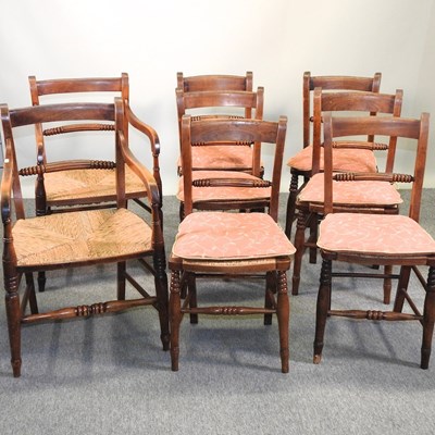 Lot 437 - A set of eight 19th century rush seated dining chairs