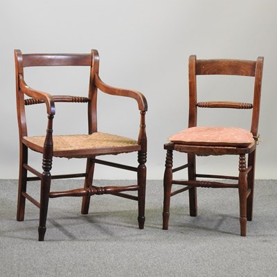 Lot 437 - A set of eight 19th century rush seated dining chairs