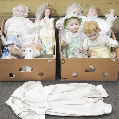 Lot 226 - Two boxes of modern bisque dolls