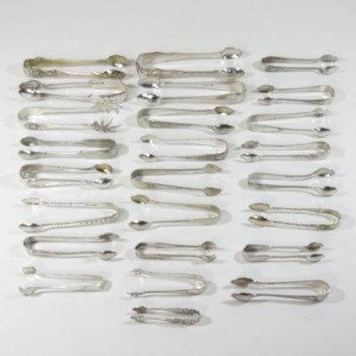 Lot 108 - A collection of silver plated sugar tongs