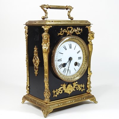 Lot 128 - A 19th century French gilt metal mounted mantel clock