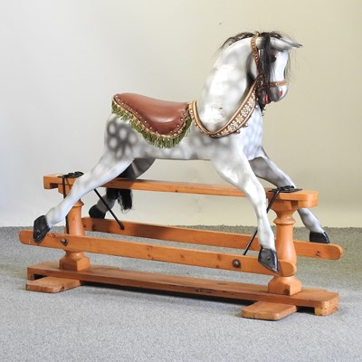 Lot 226 - A 20th century grey painted wooden rocking horse