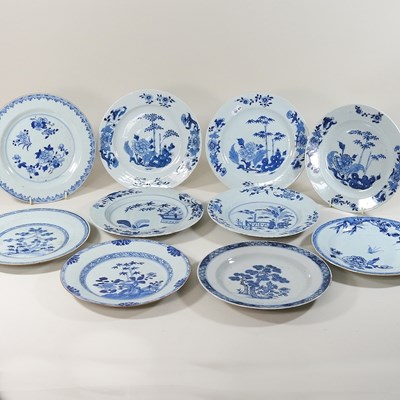 Lot 312 - A pair of 18th century Chinese porcelain blue and white plates