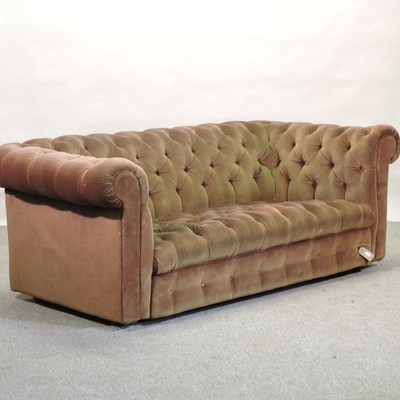 Lot 440 - An early 20th century green upholstered chesterfield sofa