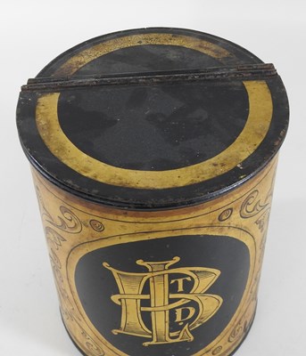 Lot 81 - A 19th century gilt decorated black tole canister