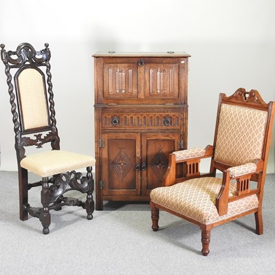 Lot 802 - An Edwardian walnut and upholstered armchair