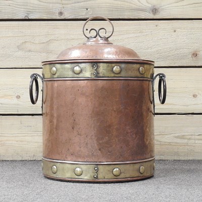 Lot 315 - An Arts and Crafts copper and brass coal bin