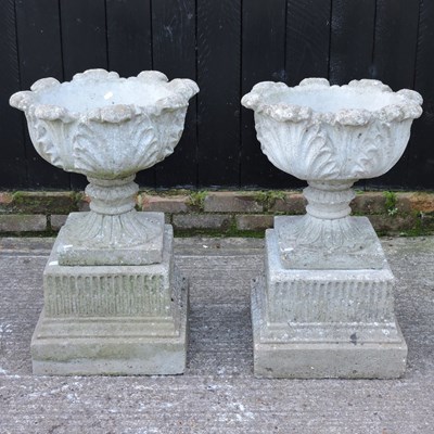 Lot 400 - DAY TWO - A pair of cast stone garden urns