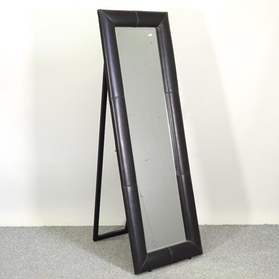 Lot 623 - A leather framed cheval mirror