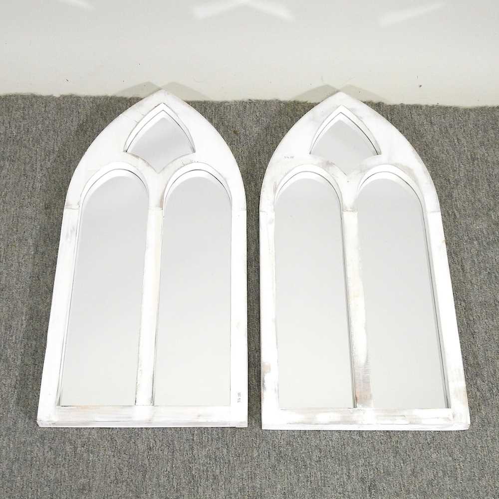 Lot 386 - A pair of white framed wall mirrors