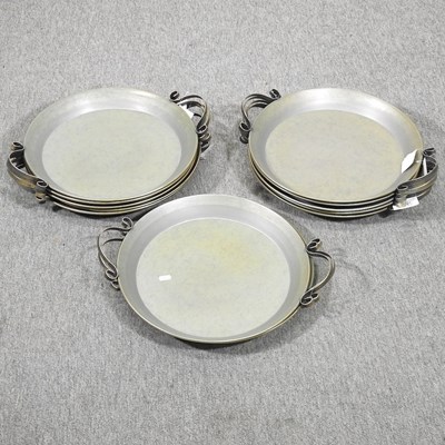 Lot 385 - Twelve metal twin handled trays
