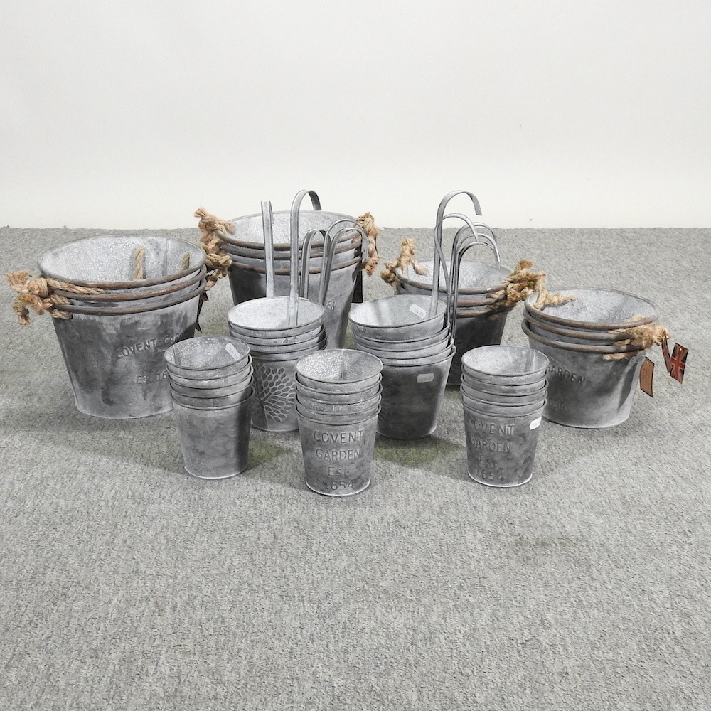 Lot 175 A collection of zinc plant pots