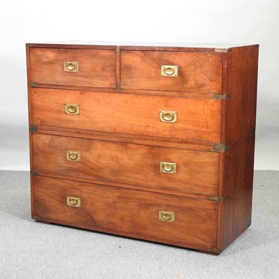 Lot 307 - A 19th century satinwood and walnut campaign chest, by Maple and Co