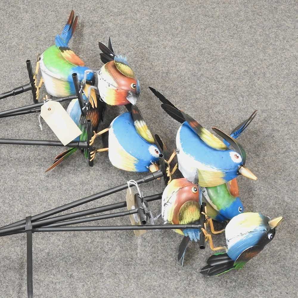 Lot 416 - A collection of eight metal garden bird ornaments