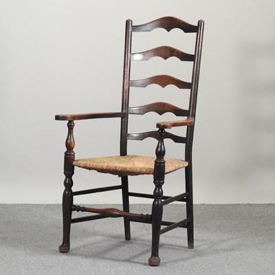 Lot 800 - A Lancashire style ladderback armchair