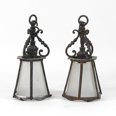 Lot 195 - A pair of small Art Nouveau lanterns