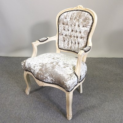 Lot 515 - A modern crushed velvet upholstered armchair