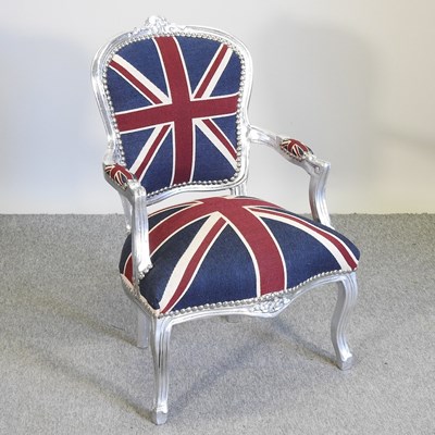 Lot 823 - A modern upholstered open armchair