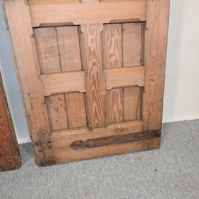 Lot 19 - A pair of large antique pitch pine gothic style doors