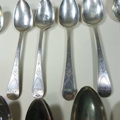 Lot 113 - A collection of George III and later silver teaspoons